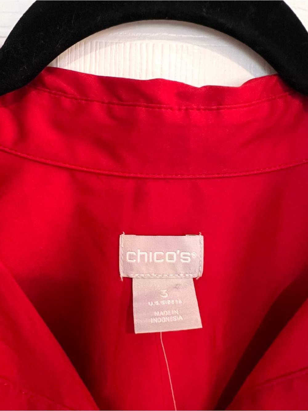 NWT Chico's Balloon Sleeve Red Button-Down Collared Blouse Top Structured XL - Picture 4 of 6